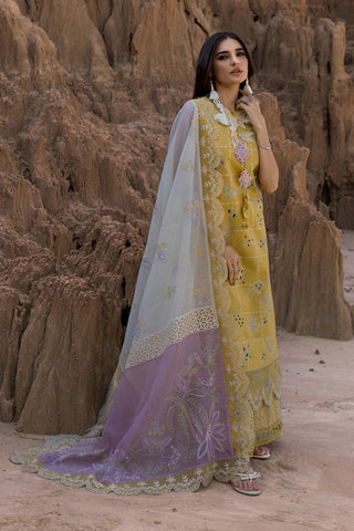RANG RASIYA - 3PC DHANAK EMBROIDERED SHIRT WITH KHADI NET EMBROIDERED DUPATTA AND TROUSER - HZG2400