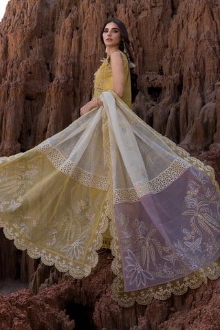 RANG RASIYA - 3PC DHANAK EMBROIDERED SHIRT WITH KHADI NET EMBROIDERED DUPATTA AND TROUSER - HZG2400