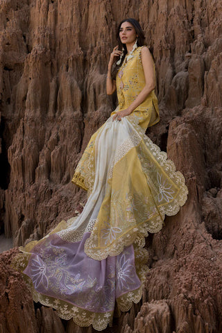 RANG RASIYA - 3PC DHANAK EMBROIDERED SHIRT WITH KHADI NET EMBROIDERED DUPATTA AND TROUSER - HZG2400