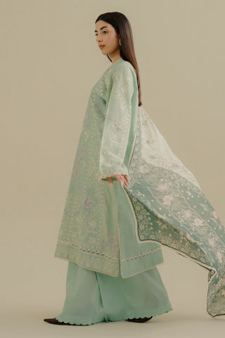 ZARA SHAH JAHAN - 3PC LAWN EMBROIDERED SHIRT WITH CHIFFON PRINTED DUPATTA AND TROUSER - HZG2282
