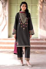 JAZMIN - 3PC KHADDAR EMBROIDERED SHIRT WITH PRINTED TWILL SHAWL AND TROUSER - HZG1797