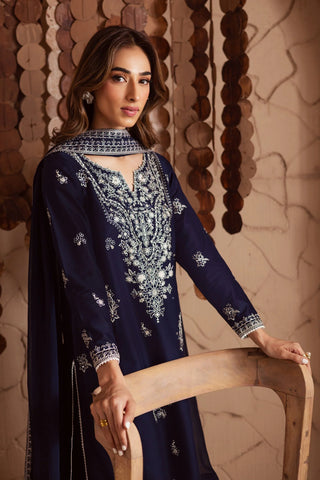 BATIK - 3PC DHANAK EMBROIDERED SHIRT WITH CHIFFON EMBROIDERED DUPATTA AND TROUSER - HZU2476
