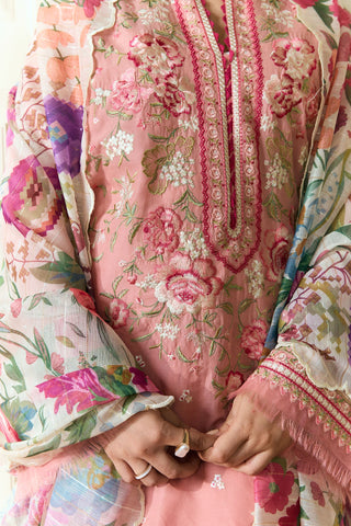 ZARA SHAH JAHAN - 3PC LAWN EMBROIDERED SHIRT WITH MANAAR PRINTED DUPATTA AND TROUSER - HZG2291