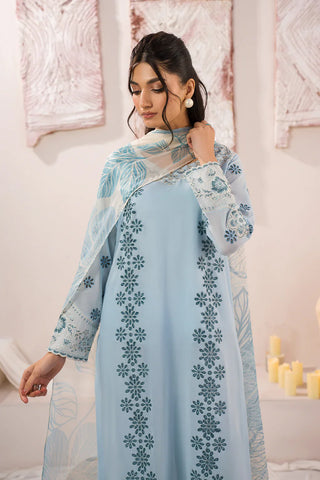 IZNIK - 3PC LAWN BORER EMBROIDERED SHIRT WITH CHIFFON PRINTED DUPATTA AND TROUSER - HZG2222