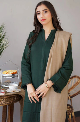 AISLING - 3PC DHANAK SHIRT WITH  WOOL SHAWL AND TROUSER - HZG1342