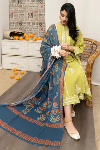 URGE - 3PC LAWN EMBROIDERED SHIRT WITH MANAAR PRINTED DUPATTA AND EMBROIDERED TROUSER - HZG1597