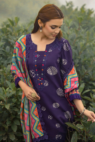 CHARIZMA - 3PC KARANDI PRINTED SHIRT WITH PRINTED DUPATTA AND TROUSER - HZG1858