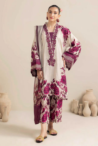 ADAN LIBAAS - 3PC KARANDI PRINTED SHIRT WITH KARANDI PRINTED DUAPTTA AND TROUSER - HZG1944