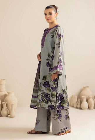 ADAN LIBAAS - 3PC KARANDI PRINTED SHIRT WITH KARANDI PRINTED DUAPTTA AND TROUSER - HZG1943