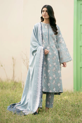 BAROQUE - 3PC KARANDI PRINTED SHIRT WITH KARANDI PRINTED DUPATTA AND TROUSER - HZU2506