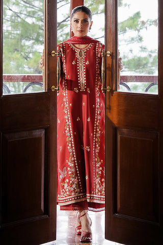 CROSS STITCH - 3PC DHANAK EMBROIDERED SHIRT WITH TWILL PRINTED SHAWL AND TROUSER - HZG1929