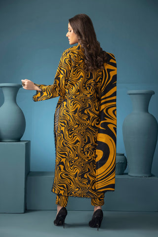 MARIA B - 3PC KHADDAR PRINTED SHIRT WITH KHADDAR PRINTED DUPATTA AND TROUSER - HZG1430