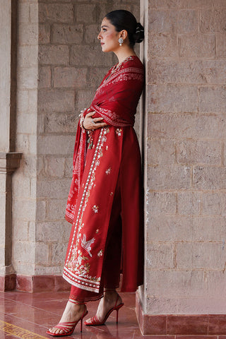 CROSS STITCH - 3PC DHANAK EMBROIDERED SHIRT WITH TWILL PRINTED SHAWL AND TROUSER - HZG1929