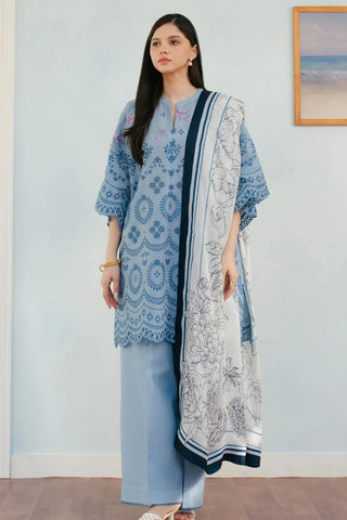 ZARA SHAH JAHAN - 3PC LAWN EMBROIDERED SHIRT WITH MANAAR PRINTED DUPATTA AND TROUSER - HZG2306