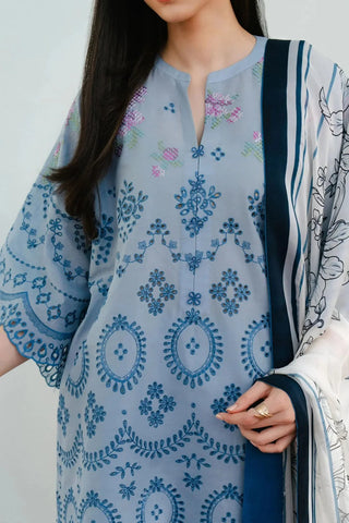 ZARA SHAH JAHAN - 3PC LAWN EMBROIDERED SHIRT WITH MANAAR PRINTED DUPATTA AND TROUSER - HZG2306