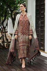 BAROQUE - 3PC KARANDI PRINTED SHIRT WITH KARANDI PRINTED SHAWL AND TROUSER - HZG3145