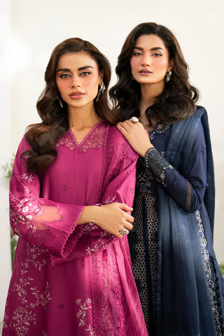 IZNIK - 3PC DHANAK EMBROIDERED SHIRT WITH TWILL PRINTED SHAWL & TROUSER - HZG2561