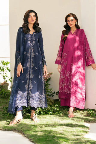 IZNIK - 3PC DHANAK EMBROIDERED SHIRT WITH TWILL PRINTED SHAWL & TROUSER - HZG2561