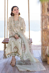 QALAMKAR - 3PC LAWN EMBROIDERED SHIRT WITH ORGANZA PRINTED DUPATTA AND TROUSER - HZG2737