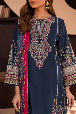 BATIK - 3PC DHANAK EMBROIDERED SHIRT WITH TWILL PRINTED SHAWL AND TROUSER - HZG2417