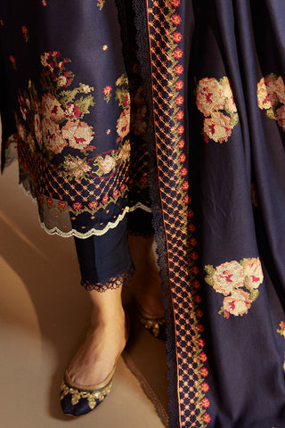 CROSS STITCH - 3PC DHANAK EMBROIDERED SHIRT WITH DHANAK EMBROIDERED SHAWL AND TROUSER - HZG1958