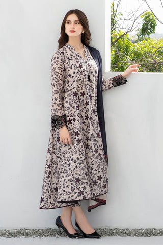 BAROQUE - 3PC KHADDAR PRINTED SHIRT WITH KHADDAR PRINTED DUAPTTA AND TROUSER - HZG1375