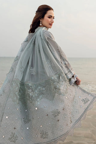 NUREH - 3PC LAWN LASER CUT EMBROIDERED SHIRT WITH MANAAR EMBROIDERED DUPATTA AND TROUSER - HZG2223