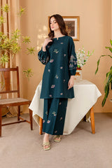 BATIK - 2PC DHANAK EMBROIDERED SHIRT WITH DHANAK EMBROIDERED TROUSER - HZG2320