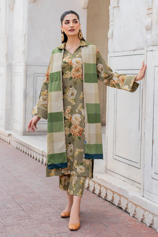 BAROQUE - 3PC KARANDI PRINTED SHIRT WITH PRINTED DUPATTA AND TROUSER - HZG1867