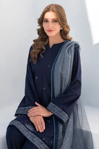 JAZMIN - 3PC LAWN EMBROIDERED SHIRT WITH PRINTED DUPATTA AND TROUSER - HZG1545