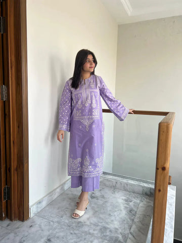 URGE - 2PC DHANAK EMBROIDERED SHIRT AND TROUSER - HZU2437