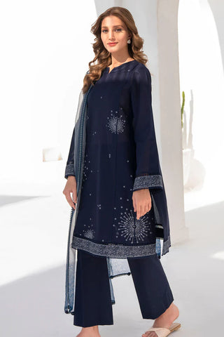 JAZMIN - 3PC LAWN EMBROIDERED SHIRT WITH PRINTED DUPATTA AND TROUSER - HZG1545