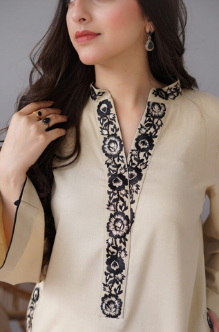 AISLING - 3PC DHANAK EMBROIDERED SHIRT WITH DHANAK PRINTED DUAPATTA AND TROUSER- HZG1325