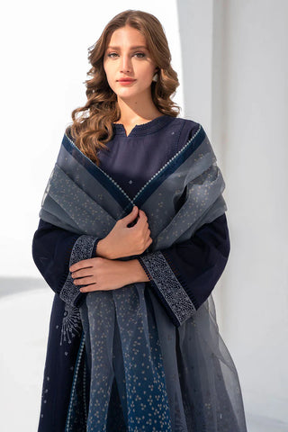 JAZMIN - 3PC LAWN EMBROIDERED SHIRT WITH PRINTED DUPATTA AND TROUSER - HZG1545