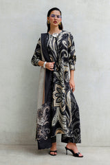 BAROQUE - 3PC KARANDI PRINTED SHIRT WITH KARANDI PRINTED SHAWL AND TROUSER - HZG3141