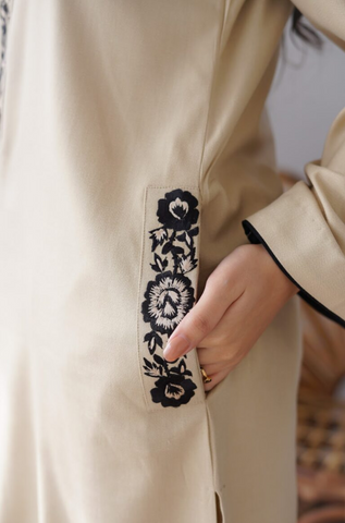 AISLING - 3PC DHANAK EMBROIDERED SHIRT WITH DHANAK PRINTED DUAPATTA AND TROUSER- HZG1325