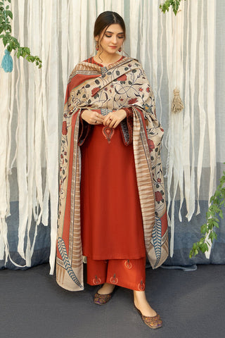 URGE - 3PC LAWN EMBROIDERED SHIRT WITH MANAAR PRINTED DUPATTA AND TROUSER - HZG1441