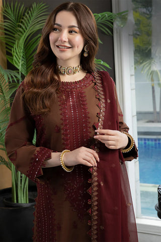 ASIM JOFA - 3PC LAWN  EMBROIDERED SHIRT WITH  LAWN EMBROIDERED DUPATTA AND TROUSER - HZG1619