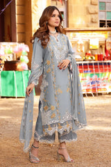 ANEELAS - 3PC LAWN EMBROIDERED SHIRT WITH CHIFFON EMBROIDERED DUPATTA AND TROUSER - HZG2769