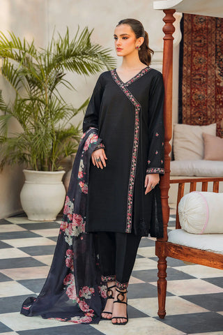 ZIVA - 3PC LAWN EMBROIDERED SHIRT WITH MANAAR PRINTED DUPATTA AND TROUSER - HZG2089