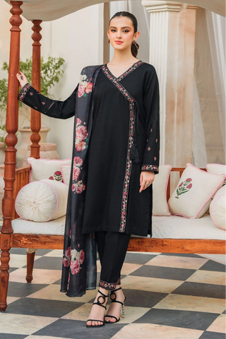 ZIVA - 3PC LAWN EMBROIDERED SHIRT WITH MANAAR PRINTED DUPATTA AND TROUSER - HZG2089