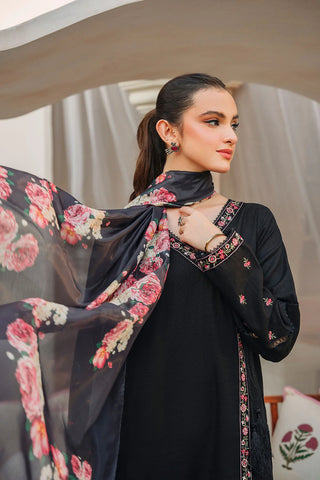 ZIVA - 3PC LAWN EMBROIDERED SHIRT WITH MANAAR PRINTED DUPATTA AND TROUSER - HZG2089