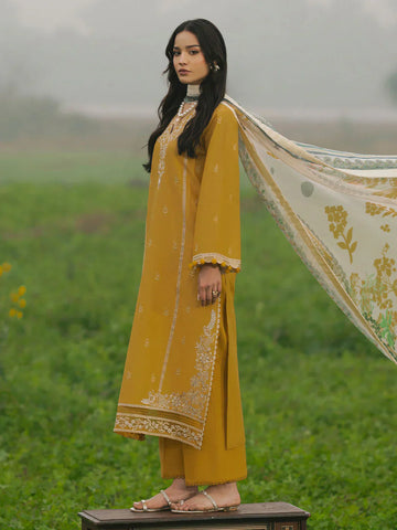 IZEL - 3PC LAWN EMBROIDERED SHIRT WITH MANAAR PRINTED DUPATTA AND TROUSER - HZG2169