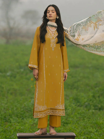 IZEL - 3PC LAWN EMBROIDERED SHIRT WITH MANAAR PRINTED DUPATTA AND TROUSER - HZG2169