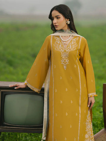 IZEL - 3PC LAWN EMBROIDERED SHIRT WITH MANAAR PRINTED DUPATTA AND TROUSER - HZG2169