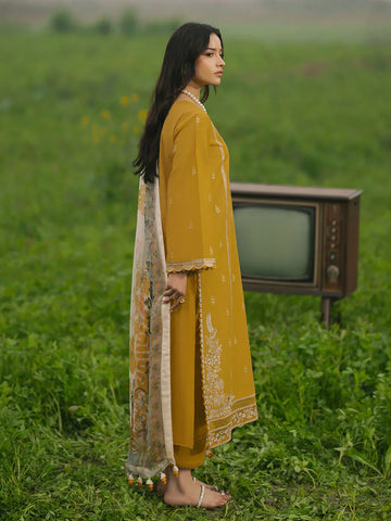 IZEL - 3PC LAWN EMBROIDERED SHIRT WITH MANAAR PRINTED DUPATTA AND TROUSER - HZG2169