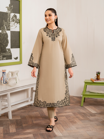 GARNET - 3PC DHANAK EMBROIDERED SHIRT WITH TWILL PRINTED SHAWL AND TROUSER - HZG1822