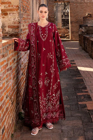 MARIA B - 3PC DHANAK EMBROIDERED SHIRT WITH DHANAK EMBROIDERED SHAWL AND TROUSER - HZU2468