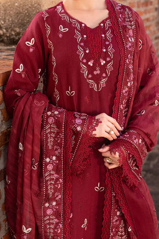 MARIA B - 3PC DHANAK EMBROIDERED SHIRT WITH DHANAK EMBROIDERED SHAWL AND TROUSER - HZU2468