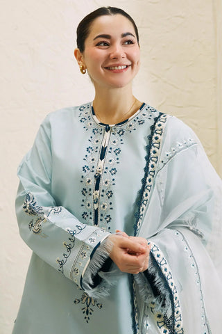 ZARA SHAHJAHAN - 3PC LAWN EMBROIDERED SHIRT WITH ORGANZA EMBROIDERED DUPATTA AND TROUSER - HZG2072